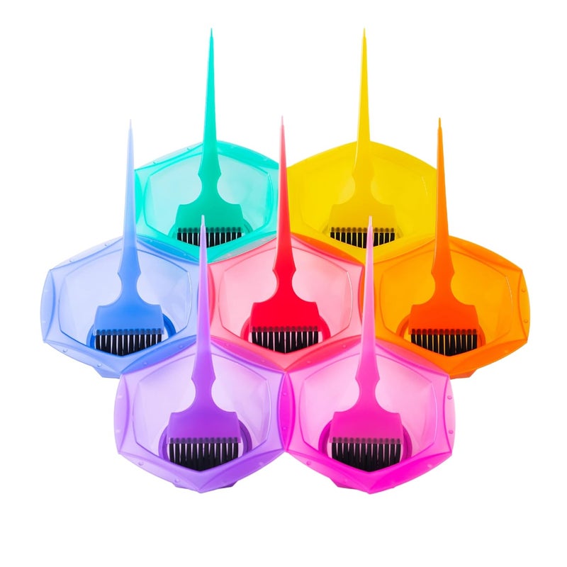 Rosetouch Professional Salon Hair Dye & Coloring Brush and Tint Bowl Set, 7 Rainbow Application Brushes and Mixing Bowls (Pastel Rainbowl) - Image 1